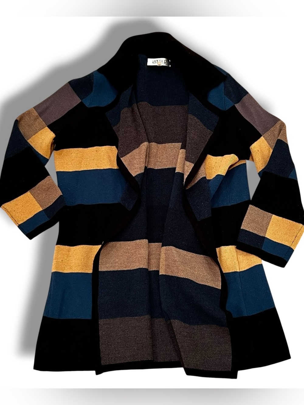 Womens Kasper knitted Sweater Coat Jacket XL Wool Blend Open front Long F-5